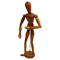 Traditional Wooden Artist Mannequin Model Doll Antique Italy, 1920s