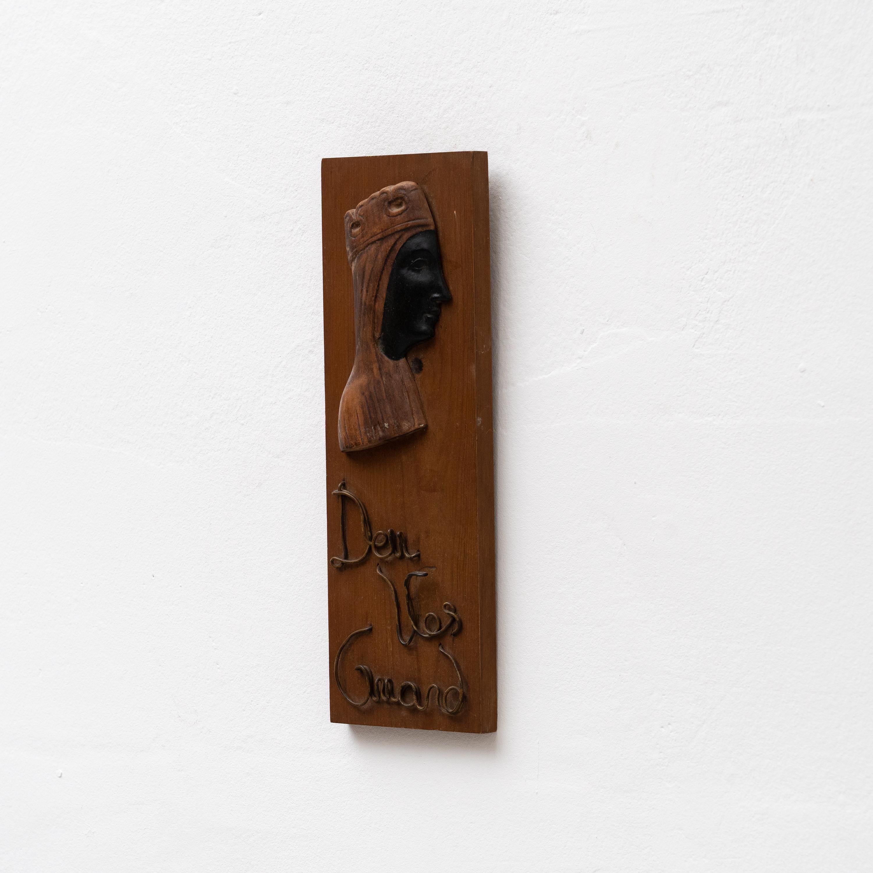 Spanish Traditional Wooden Artwork Wall Catalan Religious Virgin La Moreneta For Sale