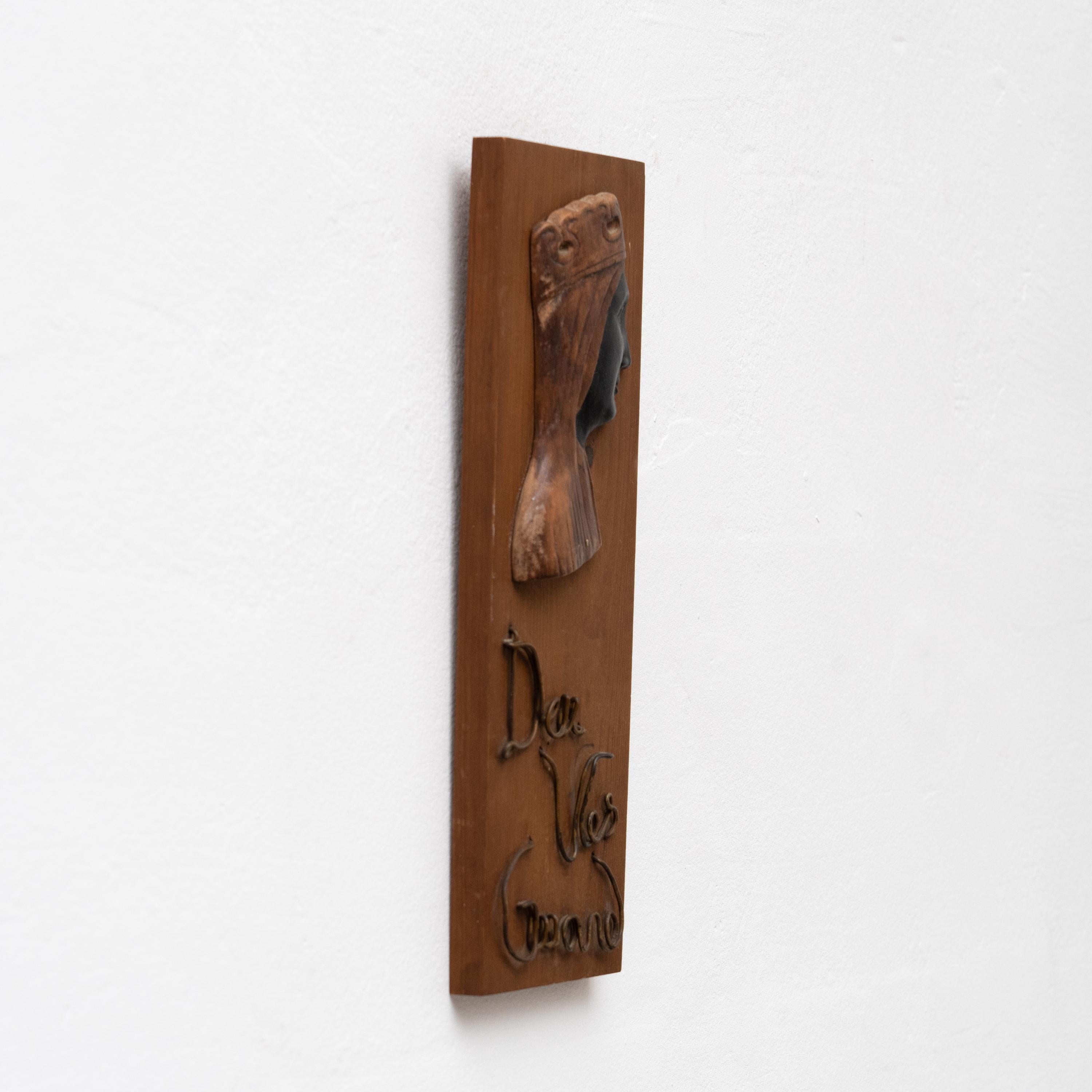 Late 20th Century Traditional Wooden Artwork Wall Catalan Religious Virgin La Moreneta For Sale