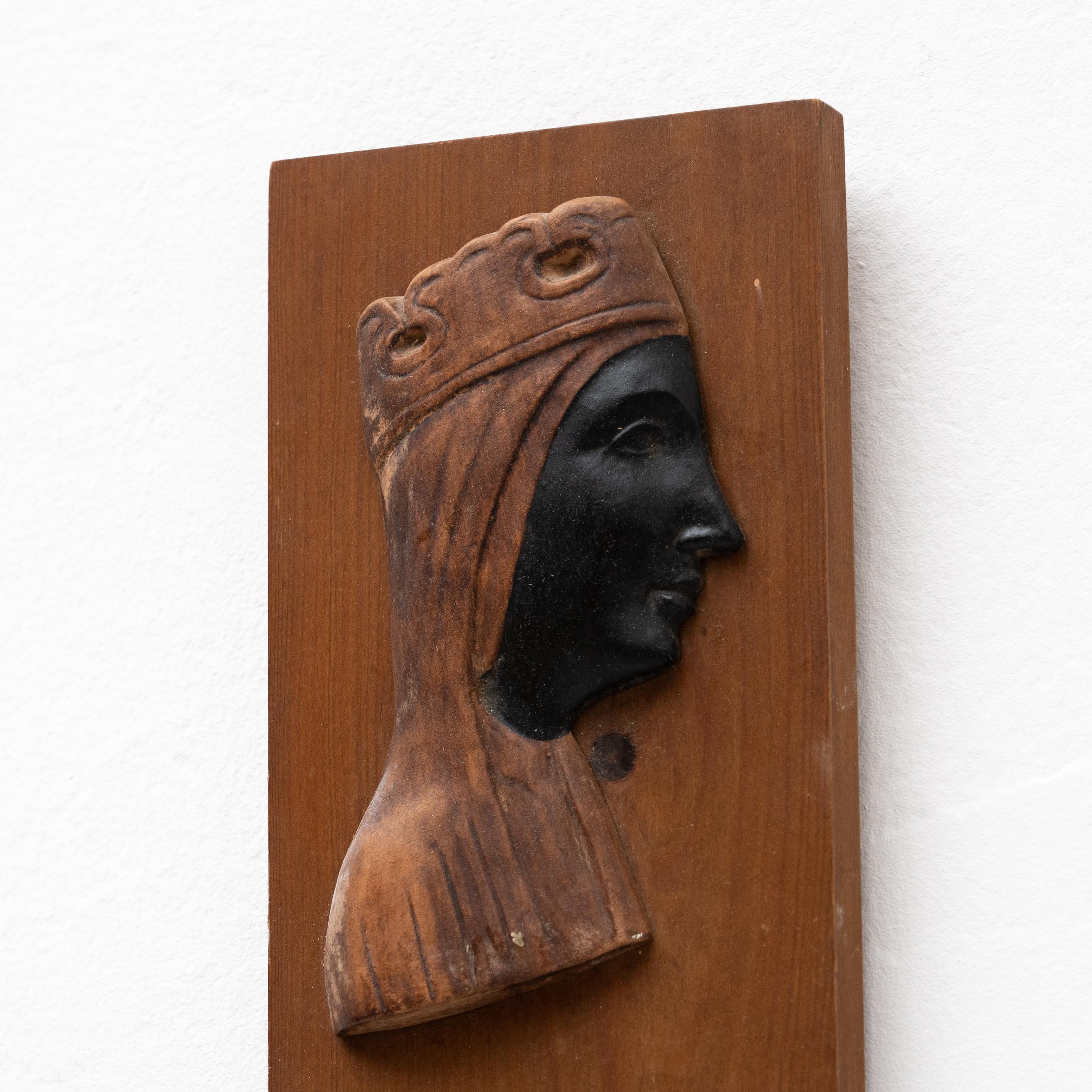 Traditional Wooden Artwork Wall Catalan Religious Virgin La Moreneta For Sale 2