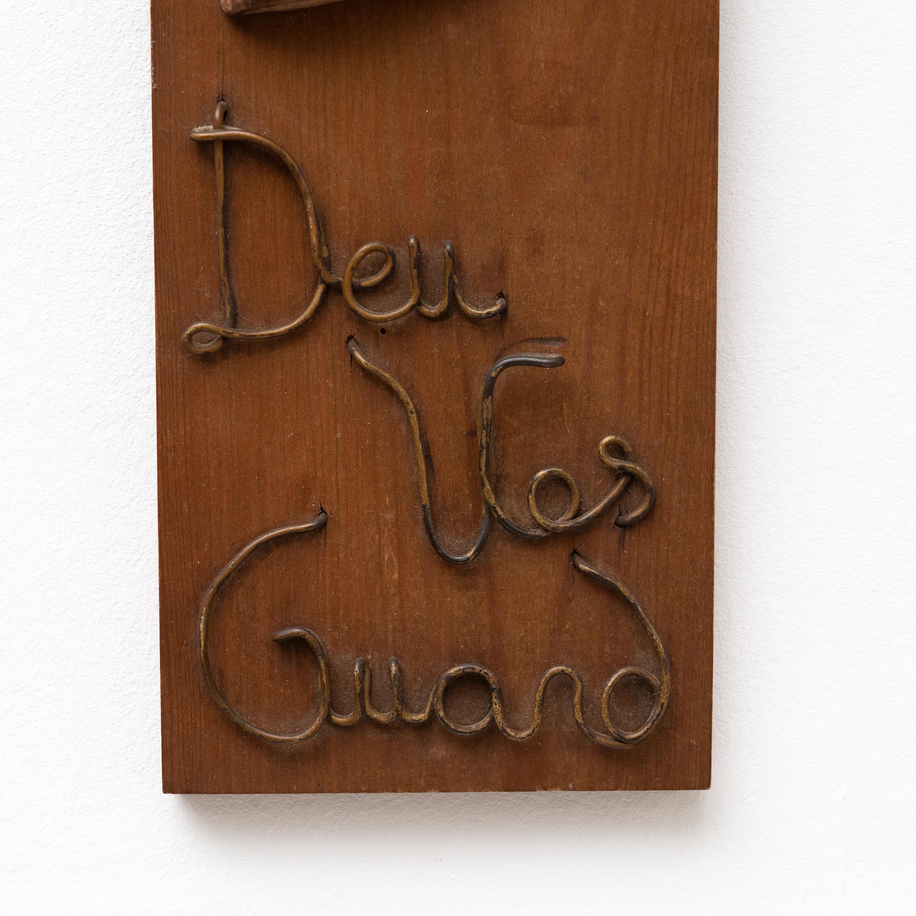 Traditional Wooden Artwork Wall Catalan Religious Virgin La Moreneta For Sale 3