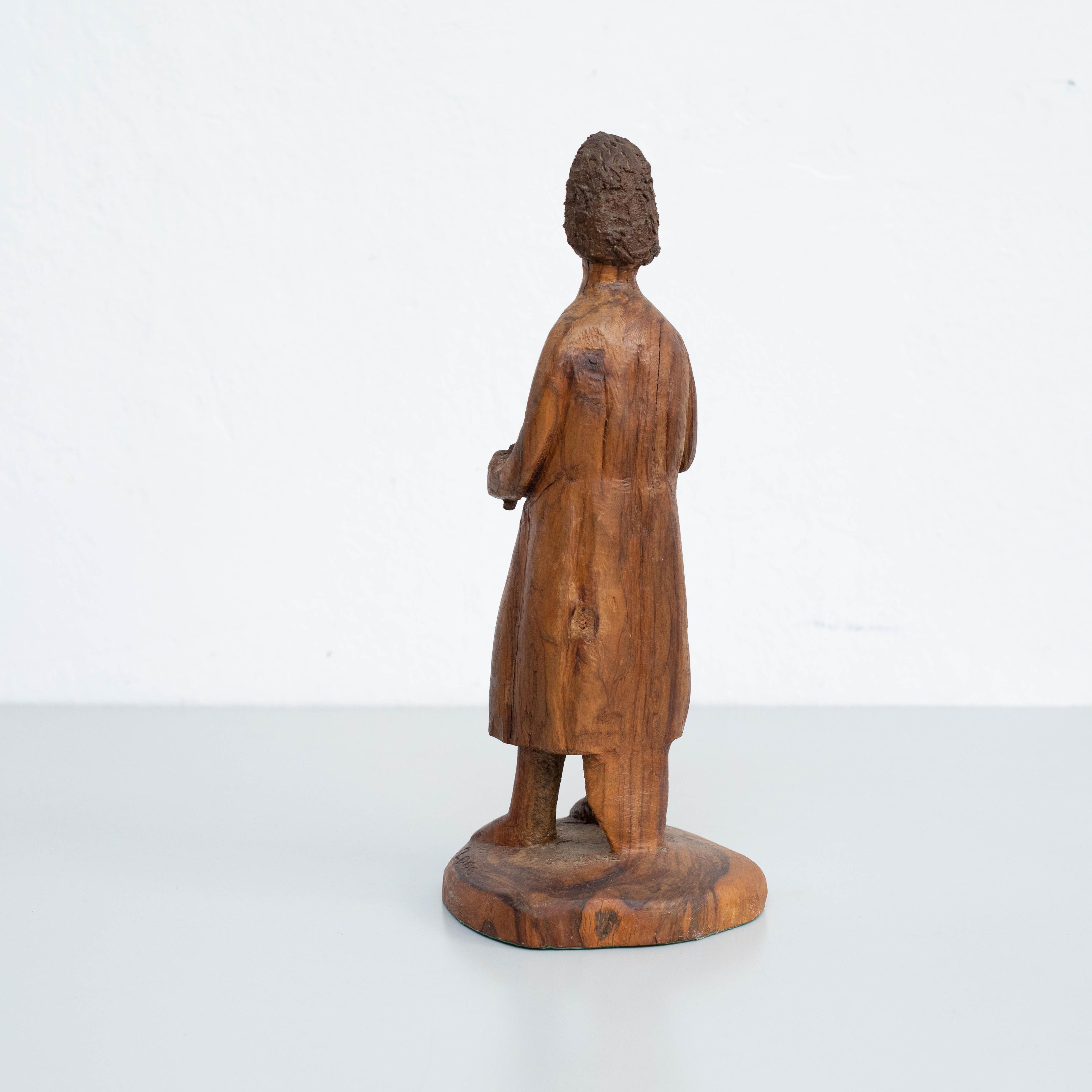 Spanish Traditional Wooden Pastoral Art Saint Sculpture