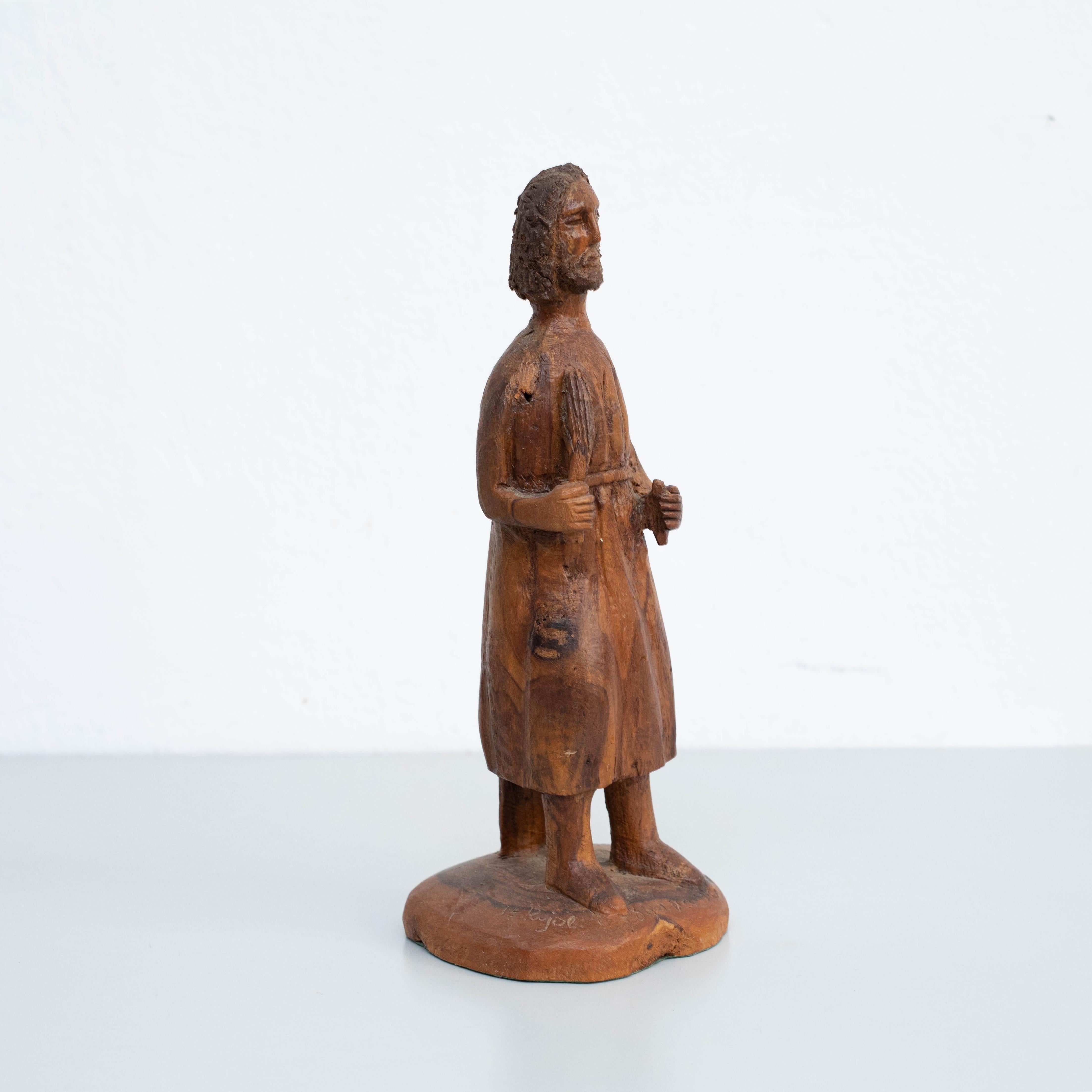 Traditional Wooden Pastoral Art Saint Sculpture 2