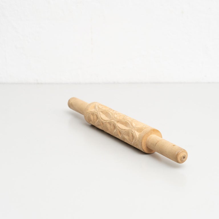 Spanish Traditional Wooden Pastoral Primitive Carved Cooking Roll For Sale