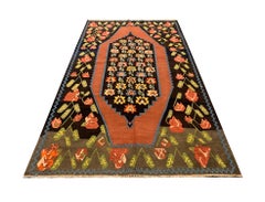 Traditional Wool Antique Caucasus Karabagh Kilim Rug