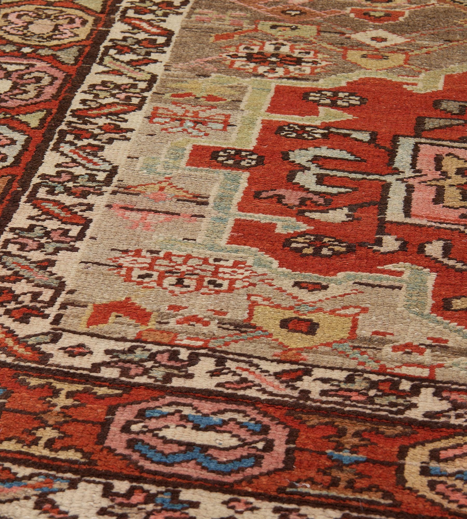 19th Century Traditional Wool Antique Hand-Knotted Persian Serab Runner For Sale