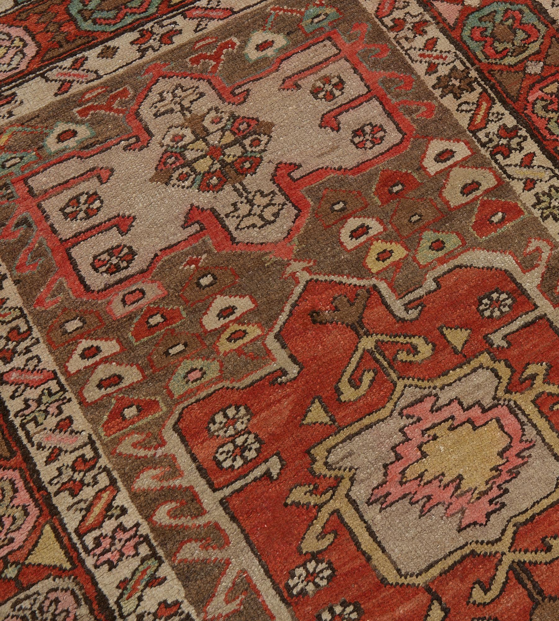Traditional Wool Antique Hand-Knotted Persian Serab Runner For Sale 3
