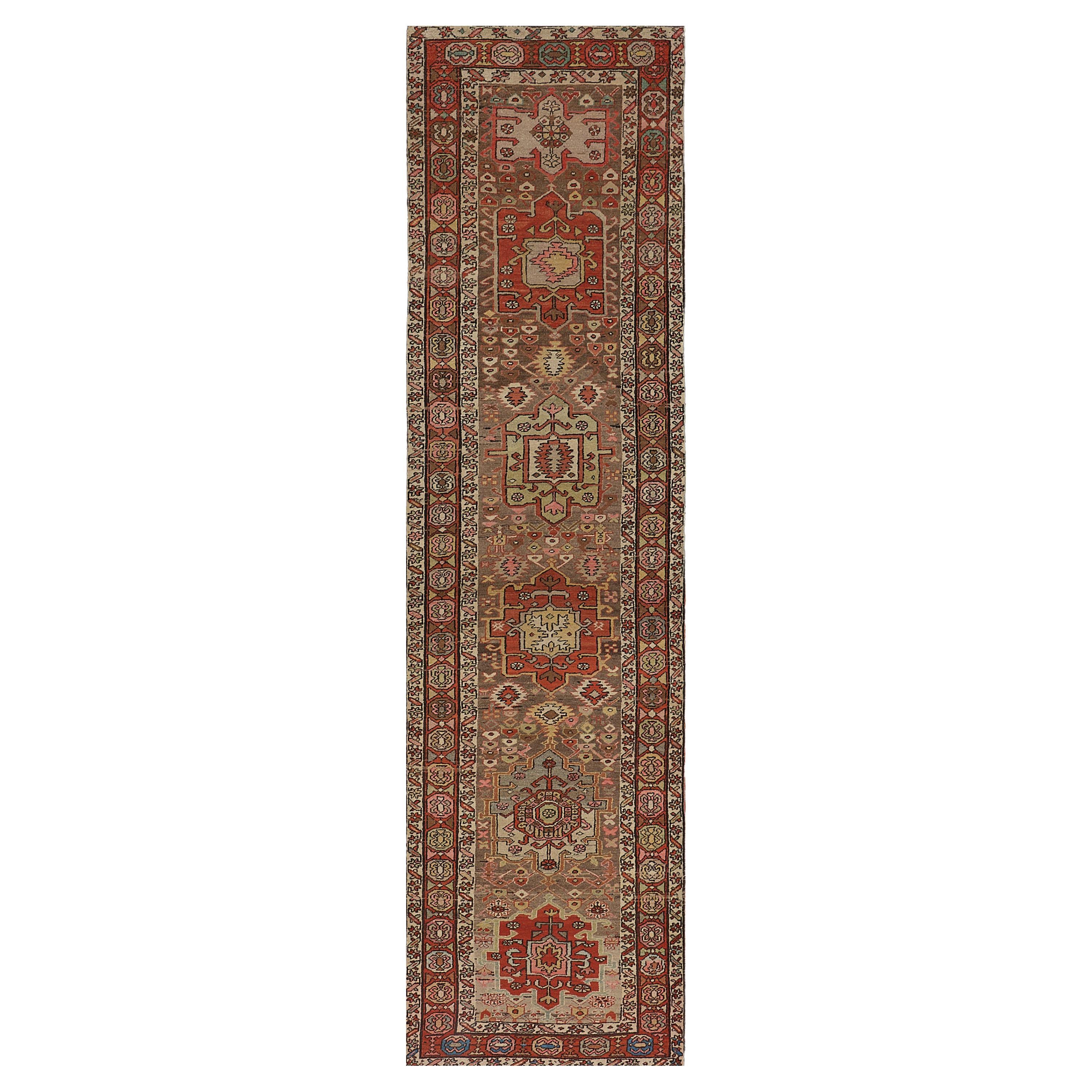 Traditional Wool Antique Hand-Knotted Persian Serab Runner