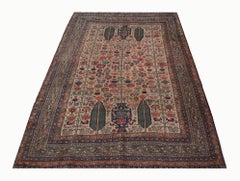 Traditional Wool Antique Rug, Tree of Life Tribal Carpet Area Rug