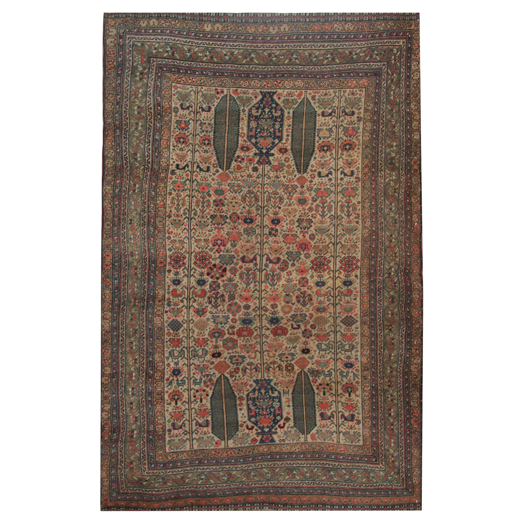 Traditional Wool Antique Rug, Tree of Life Tribal Carpet Area Rug