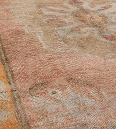 Hand-Knotted Turkish Oushak Rug, Wool, Dusty Rose, Early 20th Century