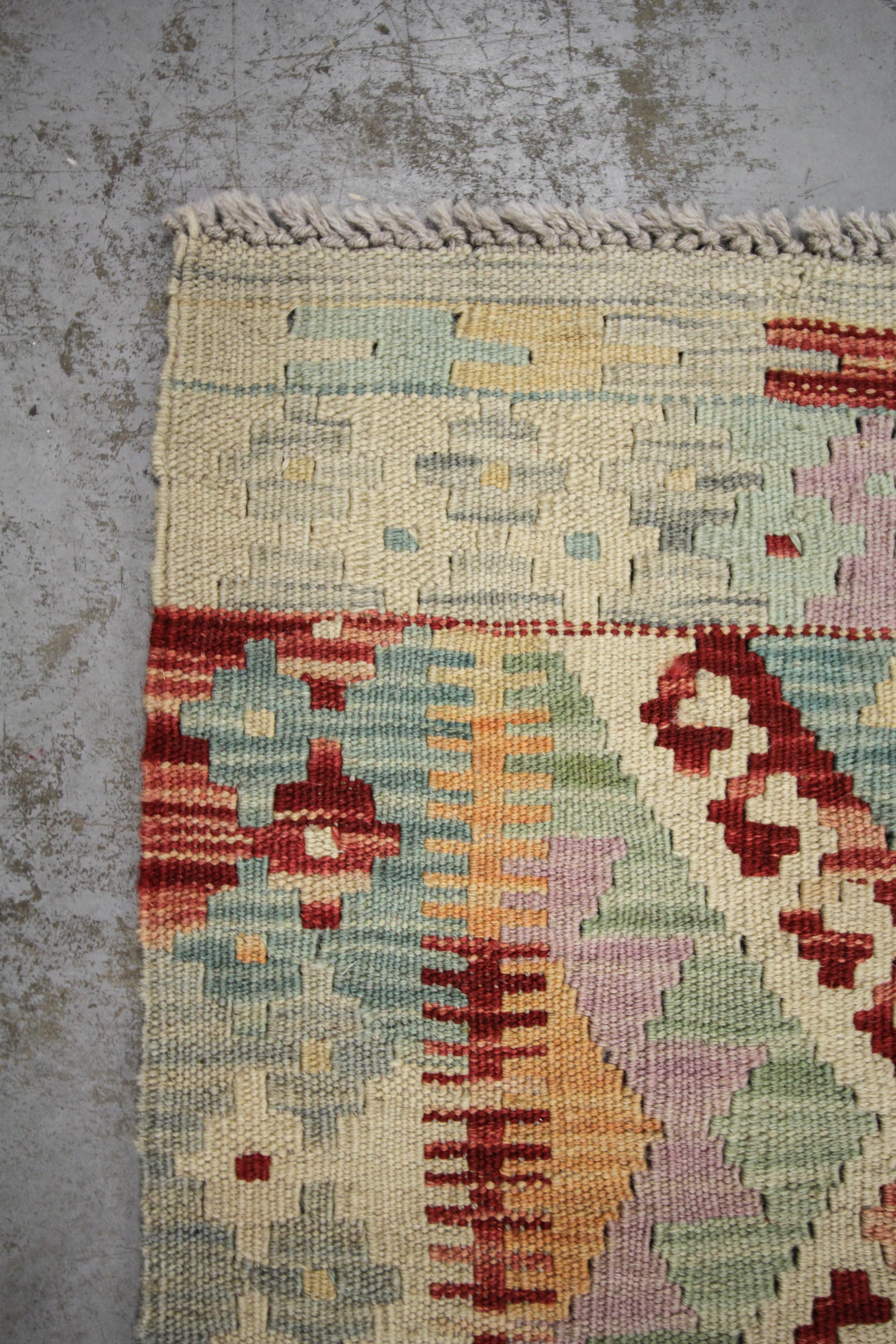 Vegetable Dyed Traditional Wool Kilim Rug Cream Oriental Rug Handmade Carpet Geometric