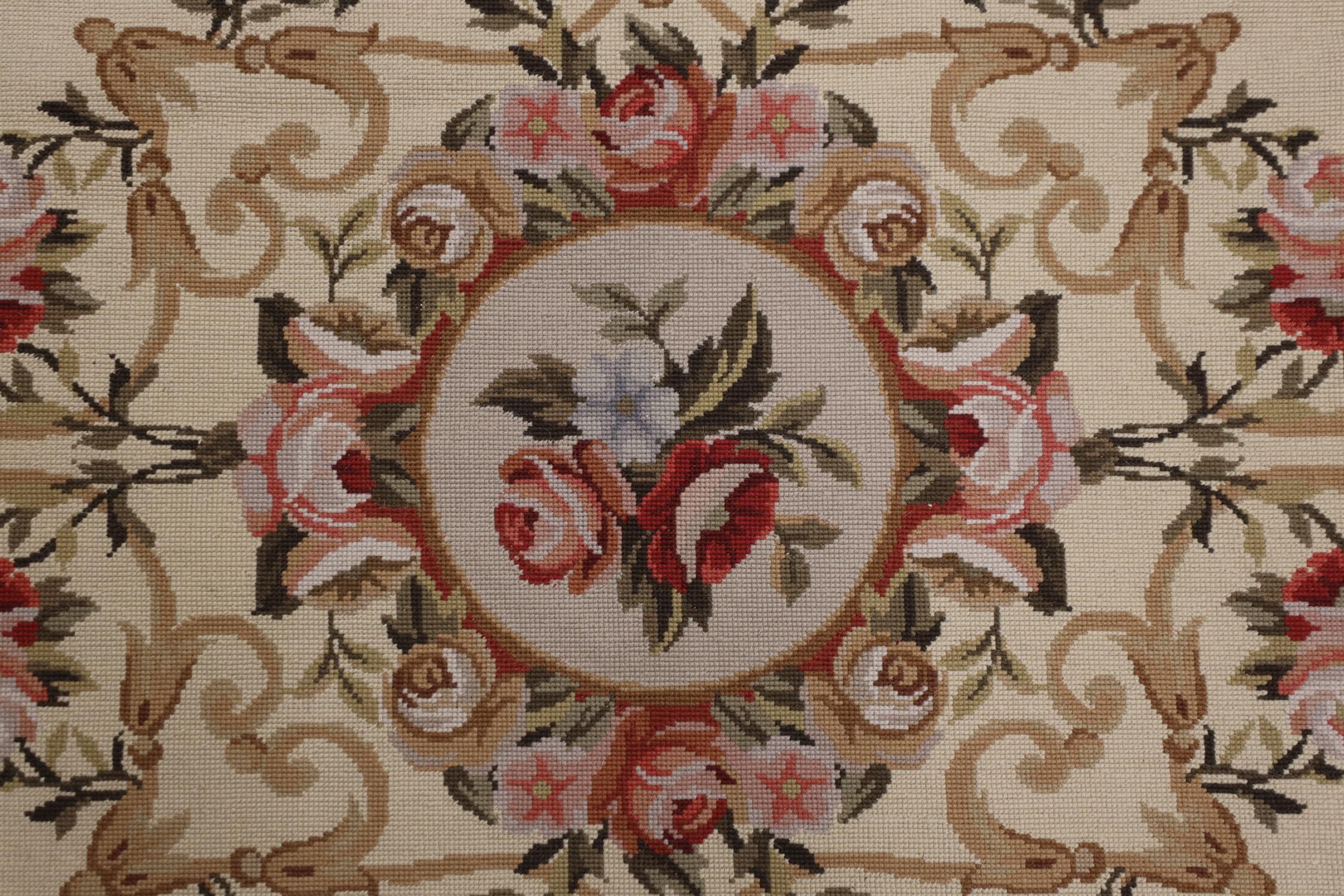 Wandteppich aus Wolle mit Gobelinstickerei, Teppich mit Blumenmuster (Moderne der Mitte des Jahrhunderts) im Angebot