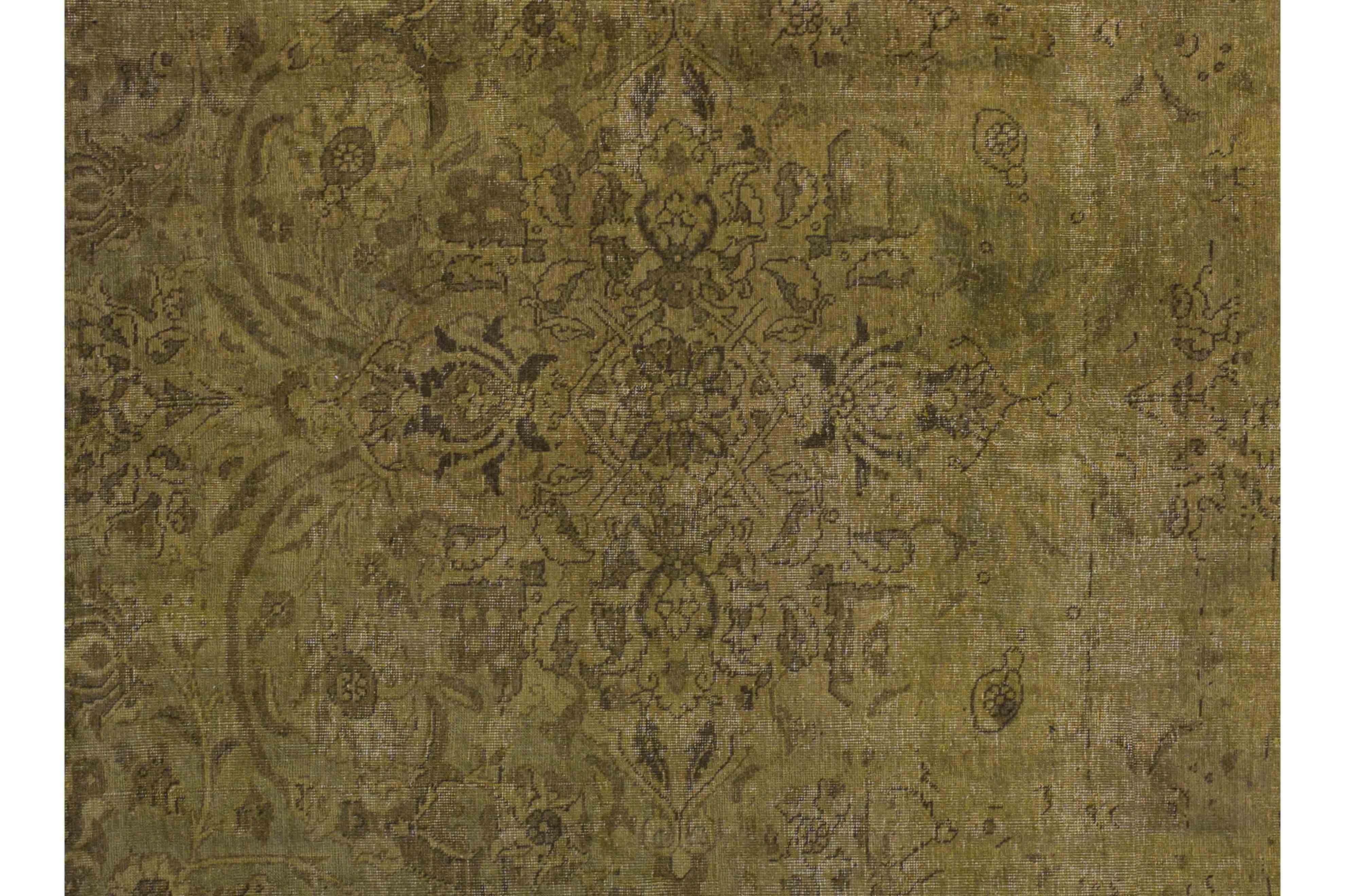 Traditioneller Wollteppich, 9 ft× 12 ft, gedämpftes Oliv und erdiges Braun im Angebot 3