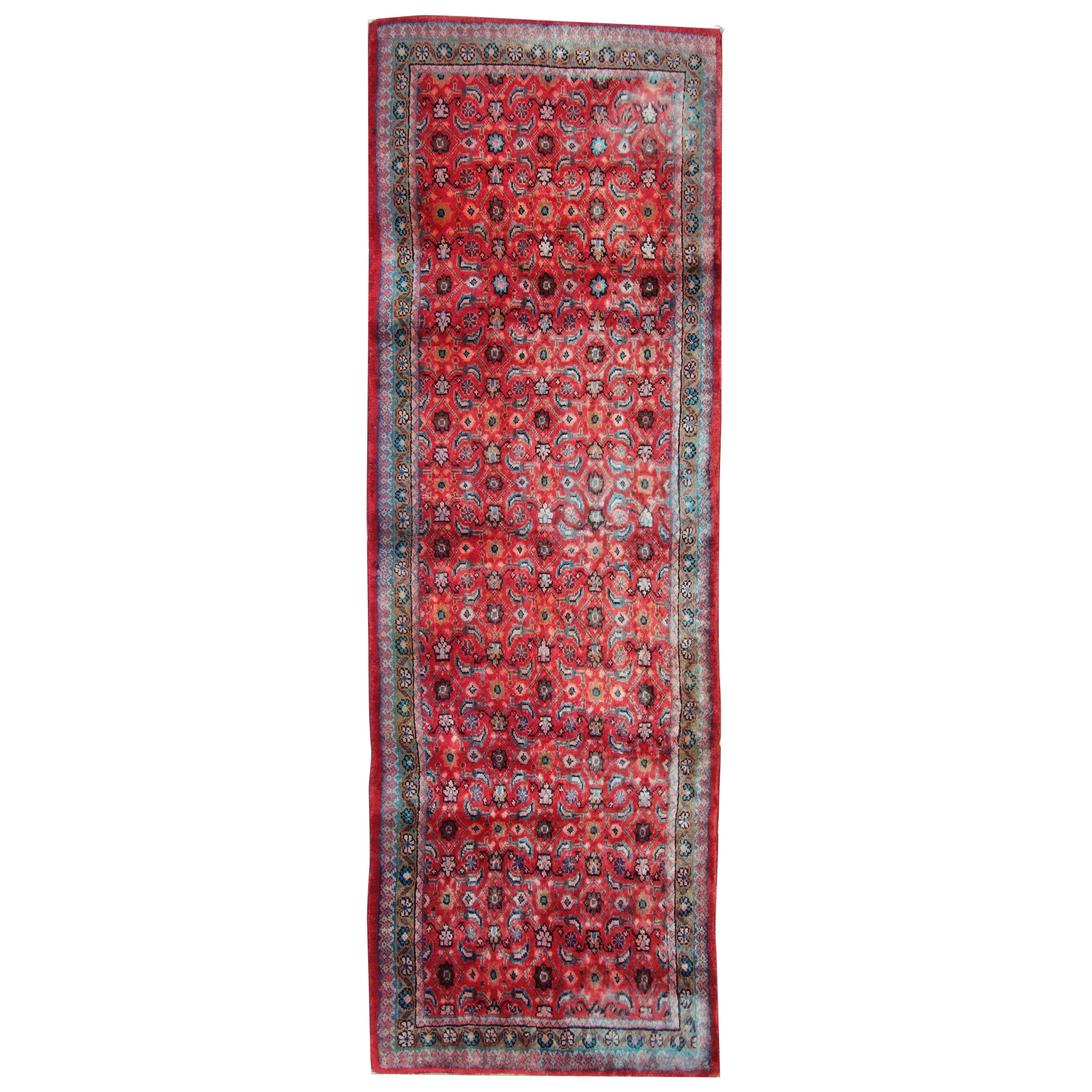 Traditioneller handgewebter Woll-Läufer, orientalisch-roter Stair-Läufer