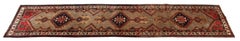 Tapis de couloir traditionnel en laine, long tapis oriental beige crème tissé à la main