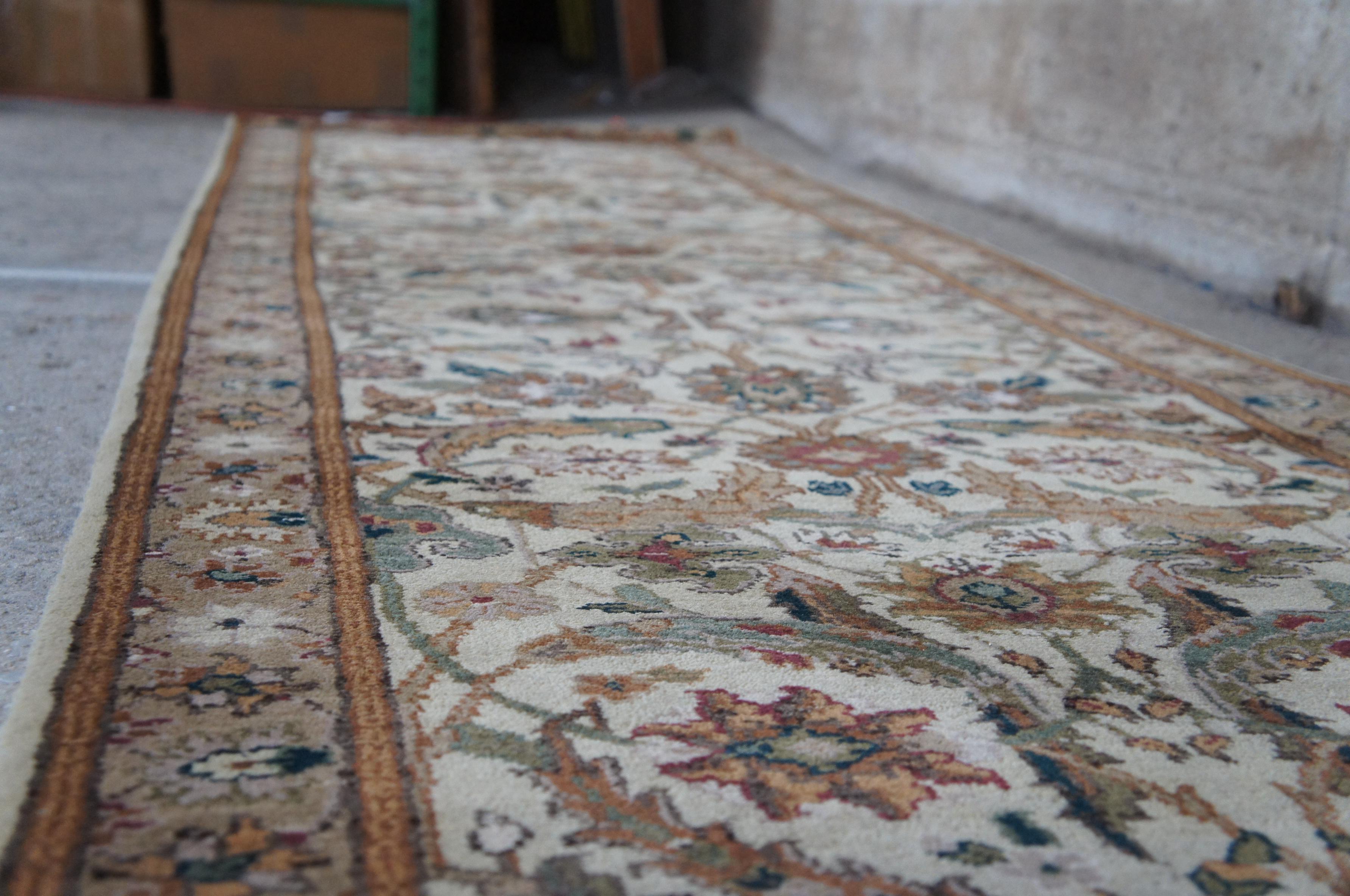 Traditional Wool Tan Area Rug Runner Carpet Floral All over Modern 6