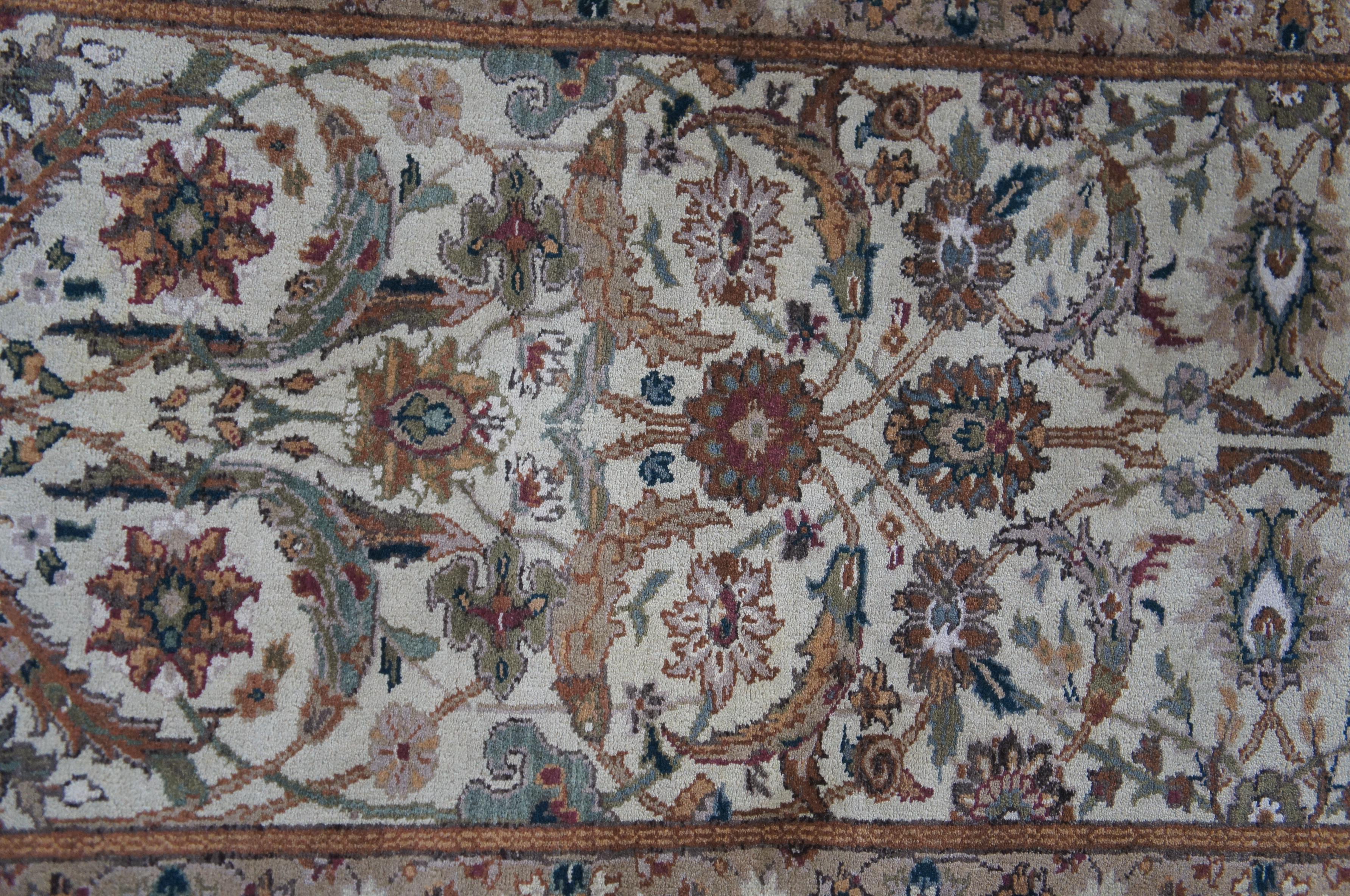 20th Century Traditional Wool Tan Area Rug Runner Carpet Floral All over Modern