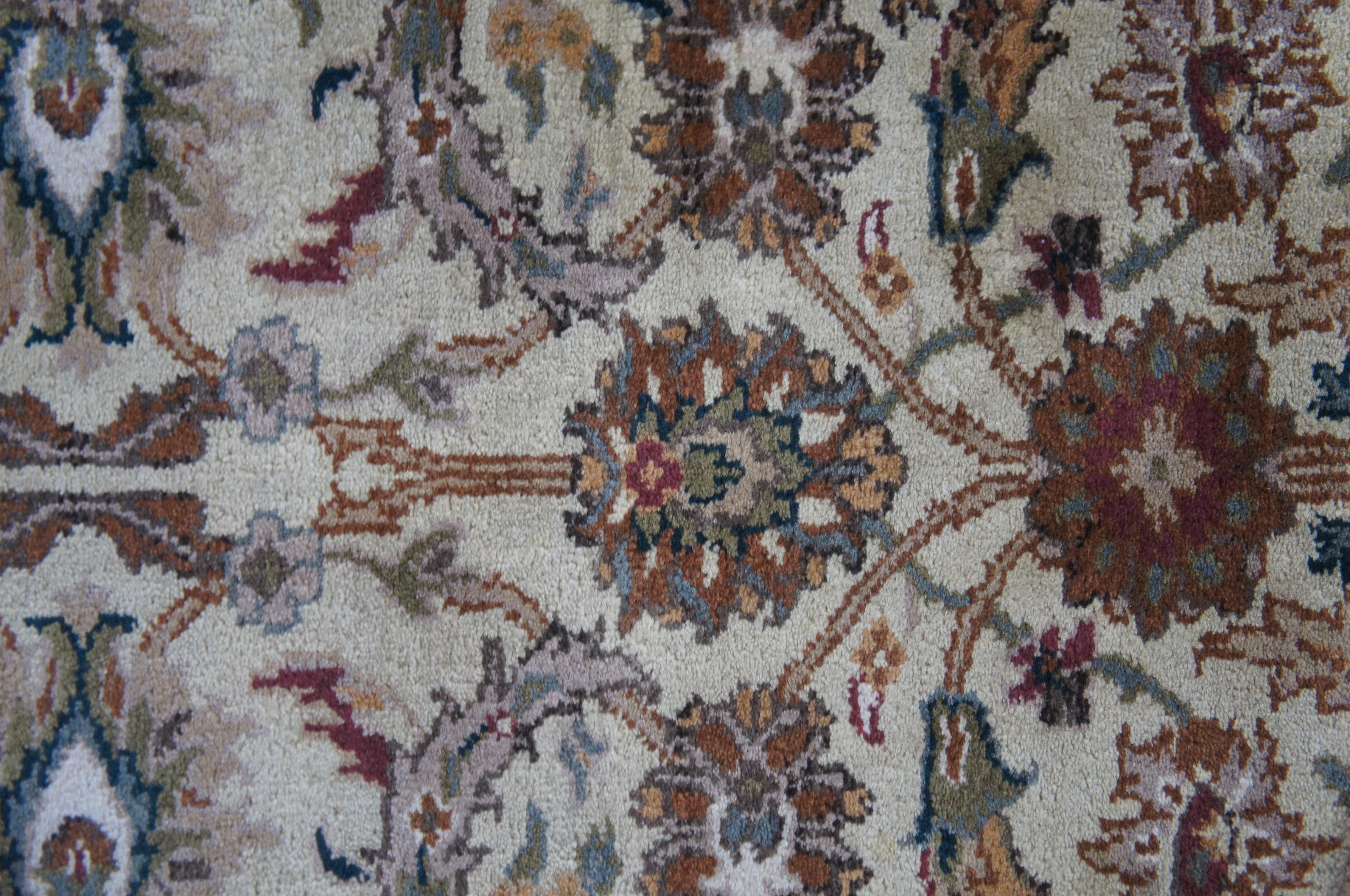 Traditional Wool Tan Area Rug Runner Carpet Floral All over Modern 3