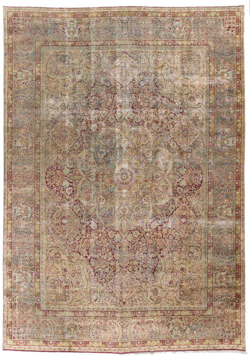 Traditional Worn Persian Kerman Room Size Rug For Sale 5