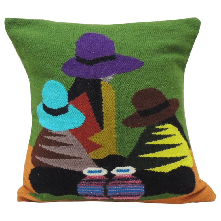 Traditional woven Ecuadorian decorative pillow, 20th century