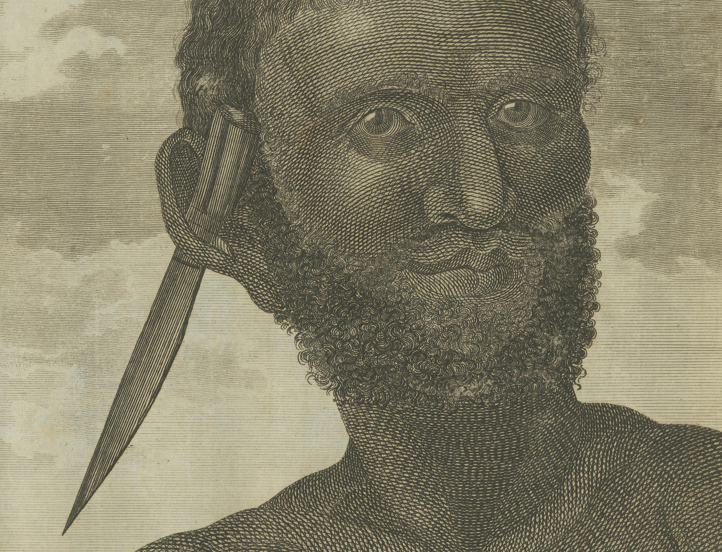 Tradizioni e volti del Pacifico: il pugilato a Ha'apai e un uomo di Mangea, 1785 In condizioni discrete in vendita a Langweer, NL