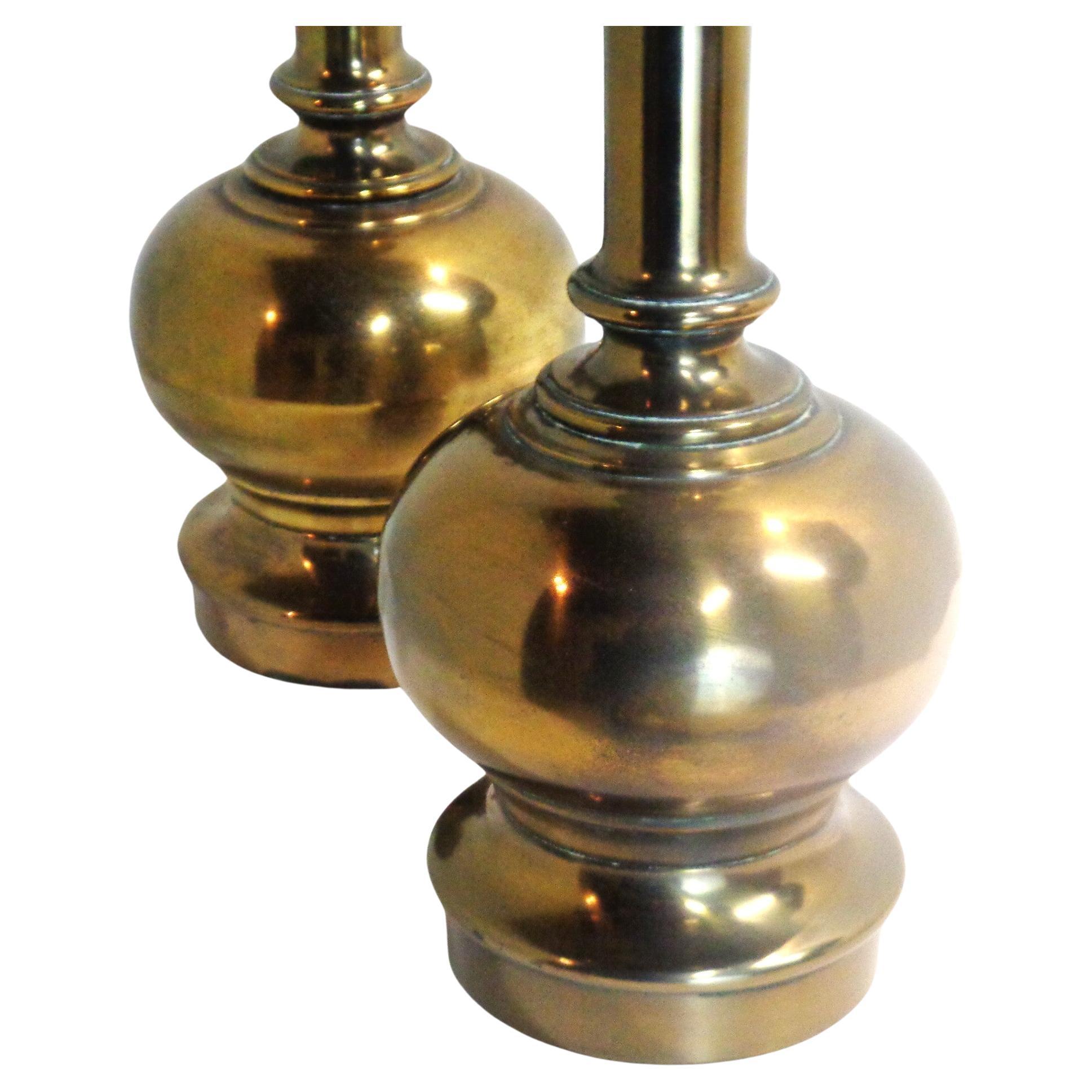  English Regency Style Brass Table Lamps, 1940's For Sale 2