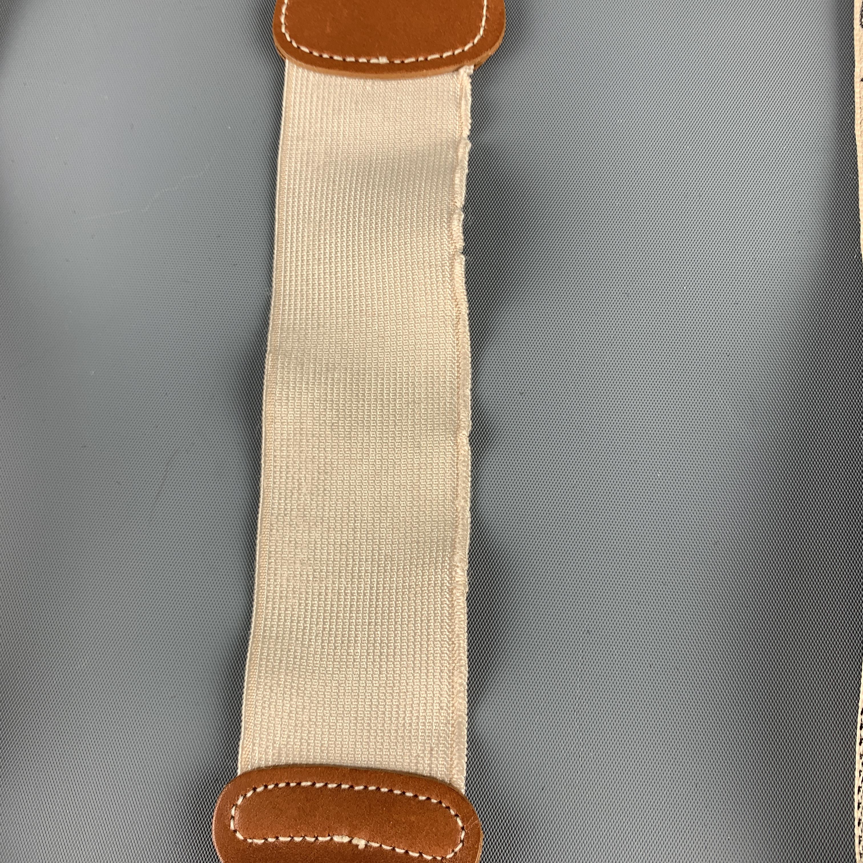 TRAFALGAR Beige Leather Trim Equestrian Ribbon Suspenders 2
