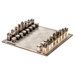 Trafalgar Chess Set in Corno Italiano and Nabuk leather, Mod. 5121