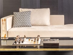 Trafalgar Chessboard in Nabuk Leather, Horn & Burnished Brass by Arcahorn