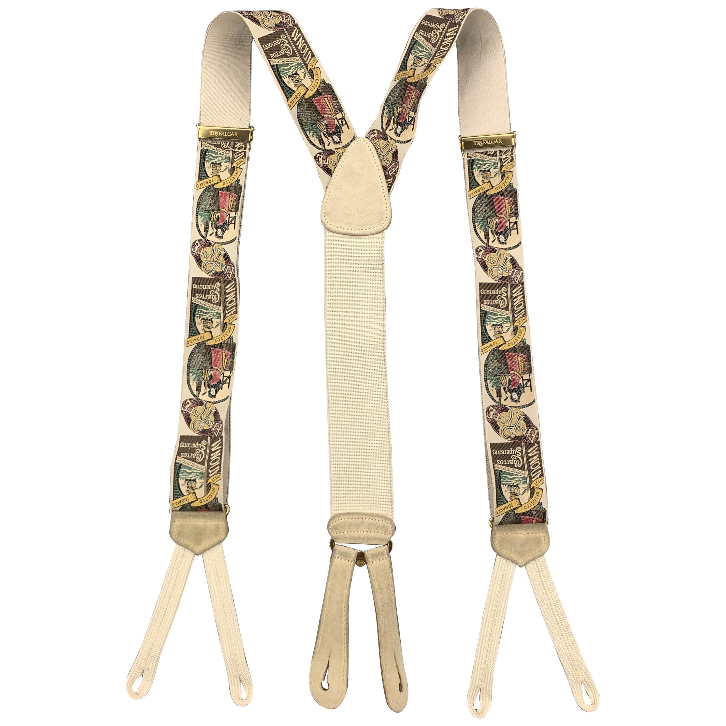 TRAFALGAR Cigarros Superiores Print Beige Silk Suspenders