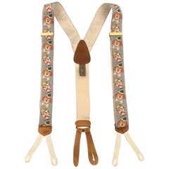 TRAFALGAR Clown Print Gray Silk Suspenders