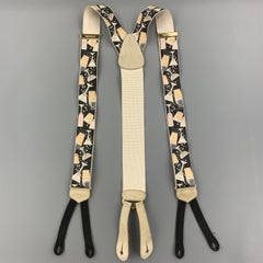 TRAFALGAR Cocktails Print Black Silk Suspenders
