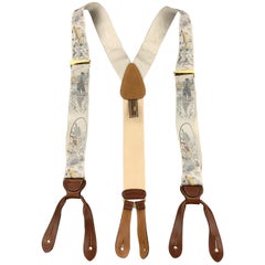 TRAFALGAR Fishing Print Gray Silk Suspenders