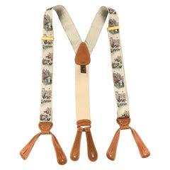 TRAFALGAR Footbal Print Beige Silk Suspenders