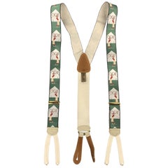 TRAFALGAR GOLF Print Green Silk Suspenders