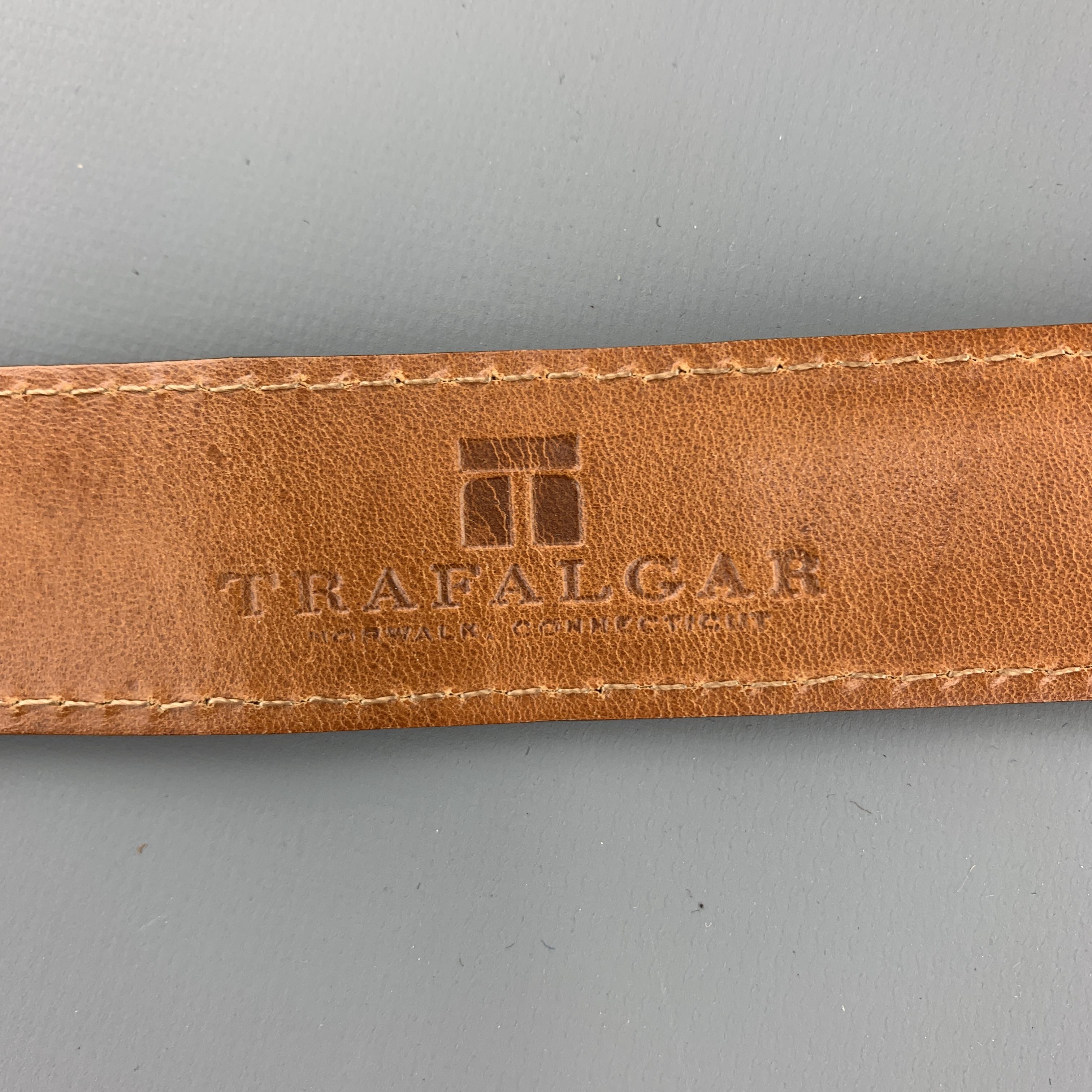 TRAFALGAR Size 38 Brown Leather Alligator Belt 1