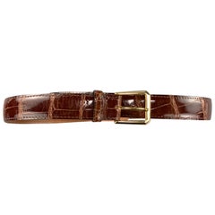 TRAFALGAR Size 38 Brown Leather Alligator Belt