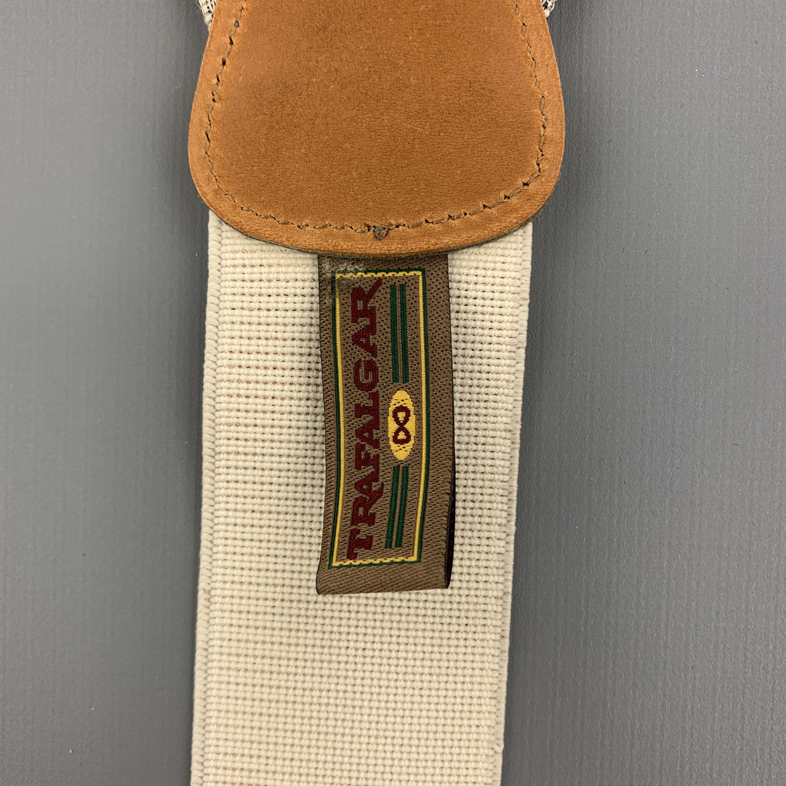 TRAFALGAR Smoking Print Beige Silk Suspenders In Excellent Condition In San Francisco, CA
