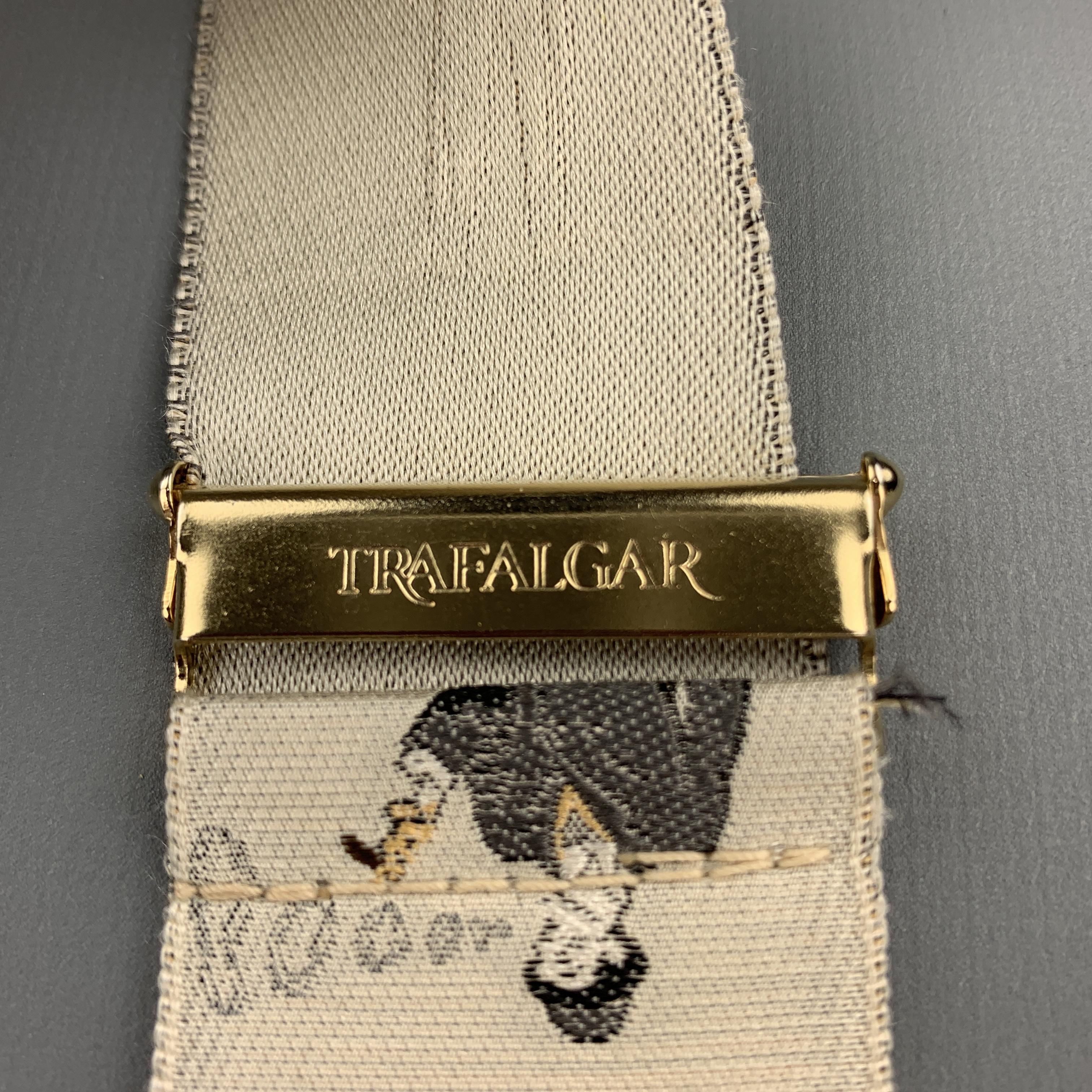 Men's TRAFALGAR Smoking Print Beige Silk Suspenders