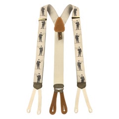 TRAFALGAR Smoking Print Beige Silk Suspenders