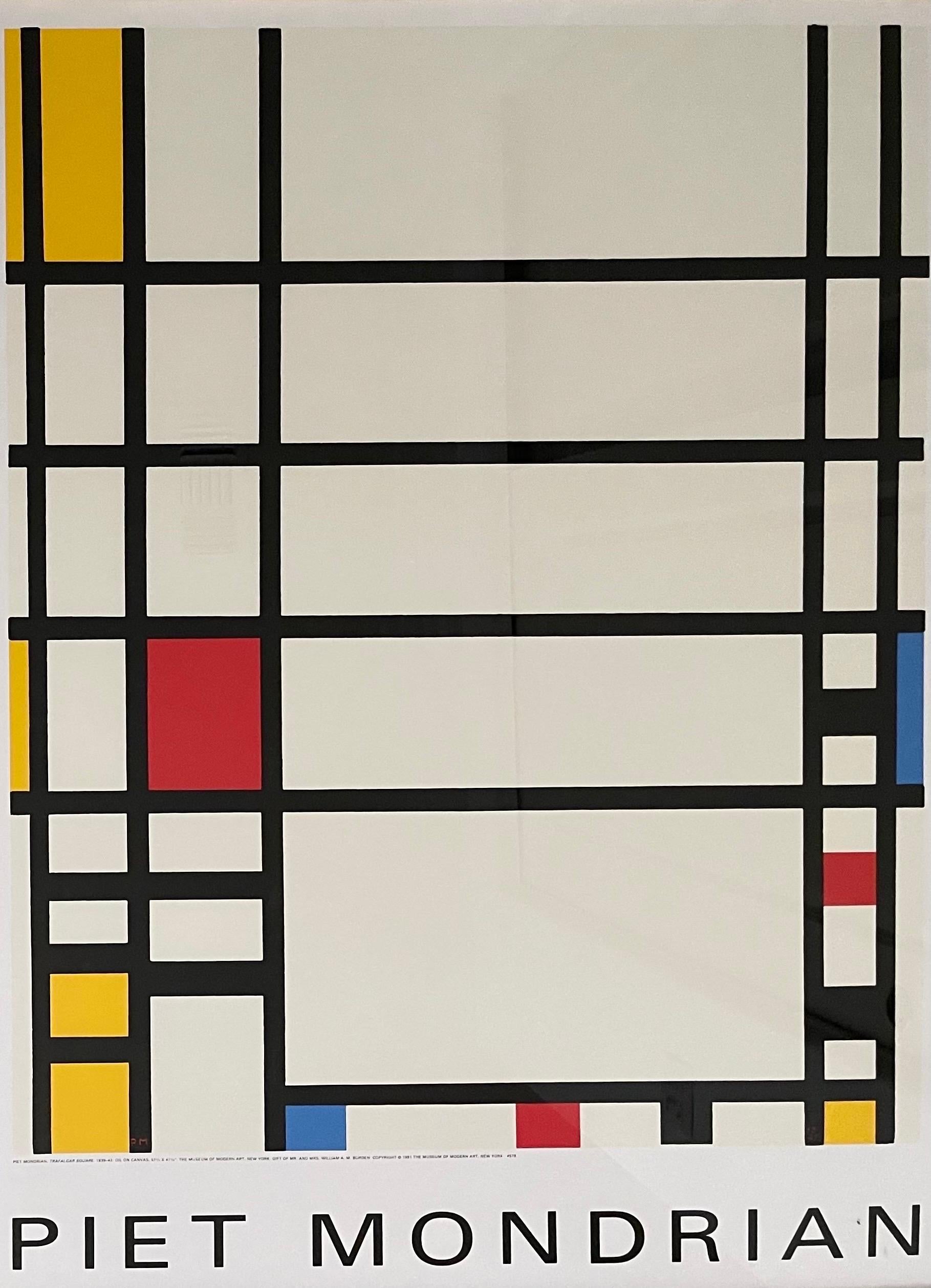 Mid-Century Modern Reproduction de la lithographie carrée contemporaine de Trafalgar par Piet Mondrian en vente