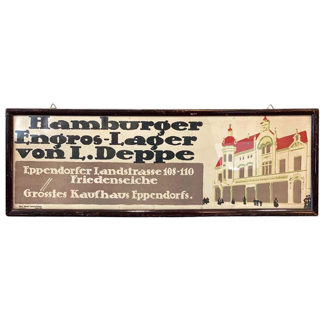 Traffic Advertisement, German Department Store, Lithograph Around 1920