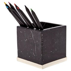Tazza per penna TRAFUL, onice nera e argento alpaca