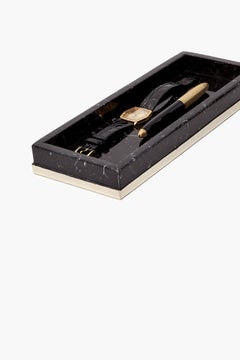 TRAFUL Pencil Tray, Black Onyx & Alpaca Silver