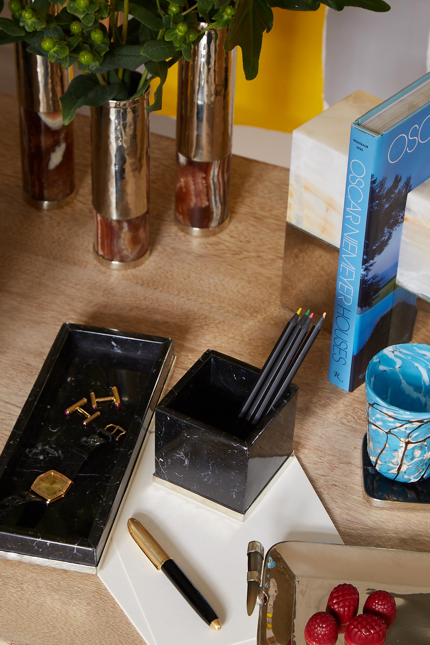 Vassoio per matite TRAFUL, Onice nero e Alpaca Silver In condizioni Nuovo in vendita a Buenos Aires, AR