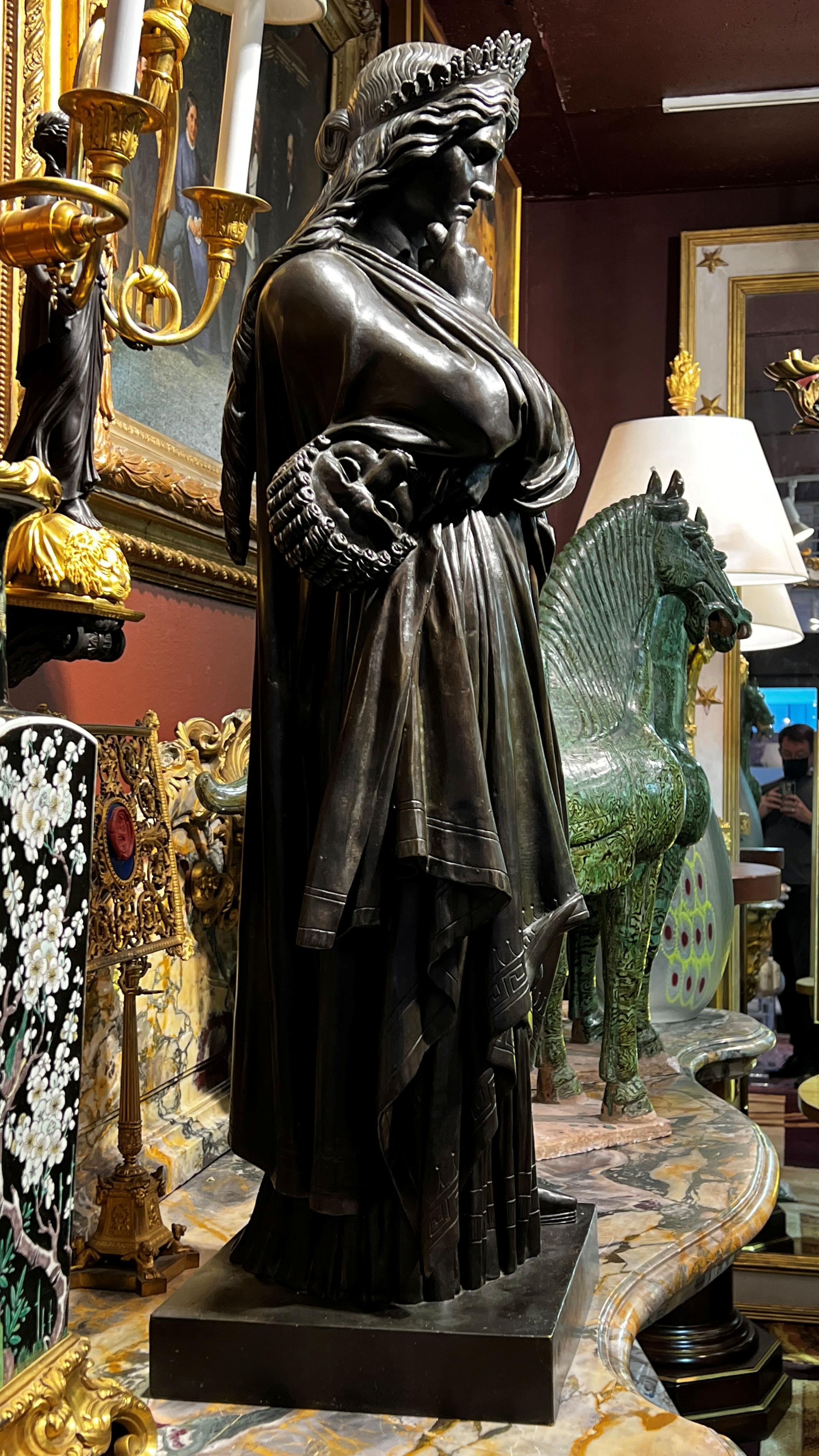 French Tragedy Bronze Figure After Francisque Joseph Duret For Sale