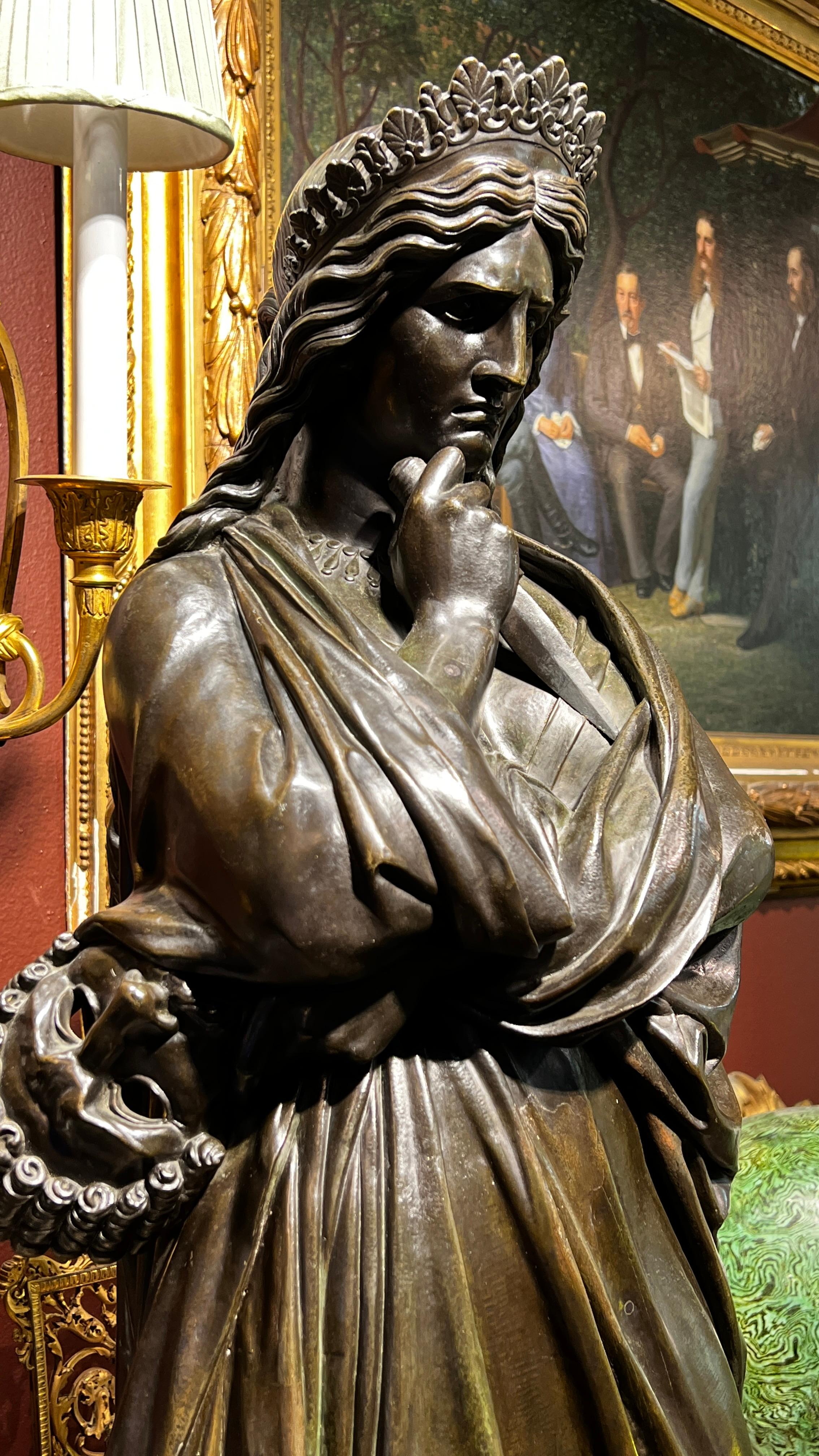 Figure en bronze de la tragédie d'après Francisque Joseph Duret Bon état - En vente à New York, US