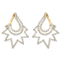 Trail Diamond 14K (or 18k upon request) Yellow Gold Drop Earrings