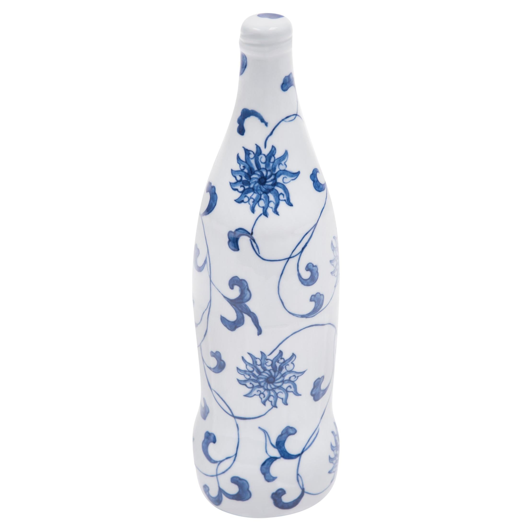 "Trailing Vines" Blue and White Cola Bottle by Taikkun Li